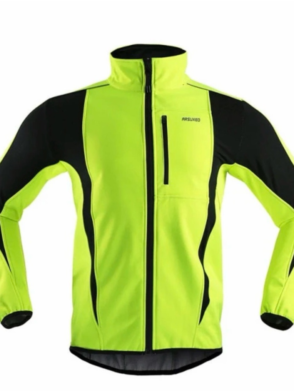 Arsuxeo High-Visibility Lime Performance Softshell Winter Cycling Jacket. Small
